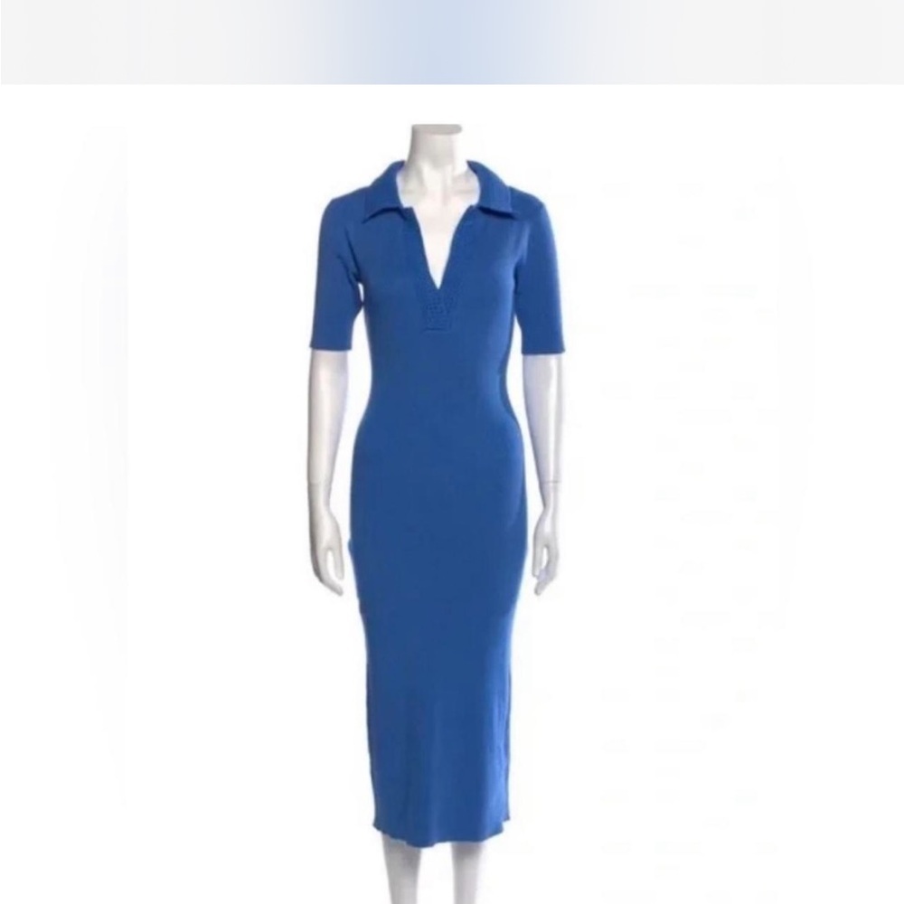 Caroline Constas Blue Polo ribbed dress